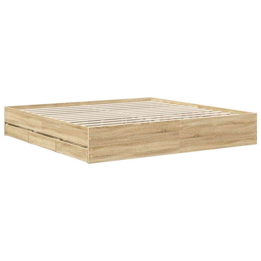 Bedframe met lade Sonoma Eiken 200 x 200 cm Ingenieurshout