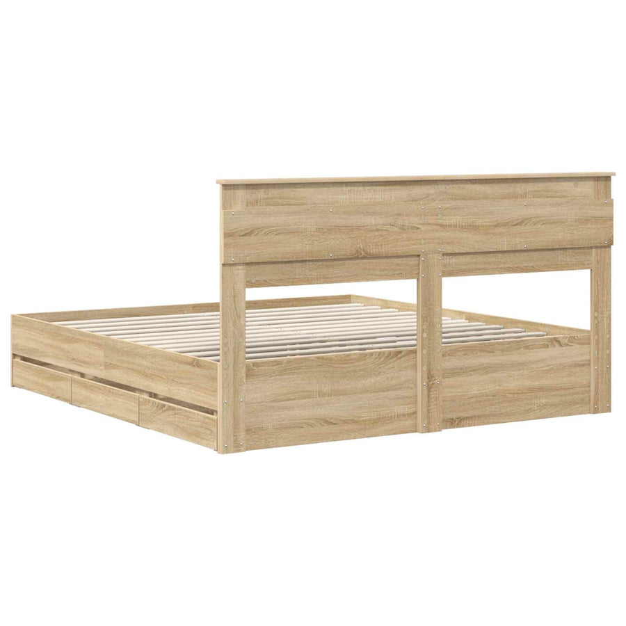 Bedframe met lade Sonoma Eiken 200 x 200 cm Ingenieurshout