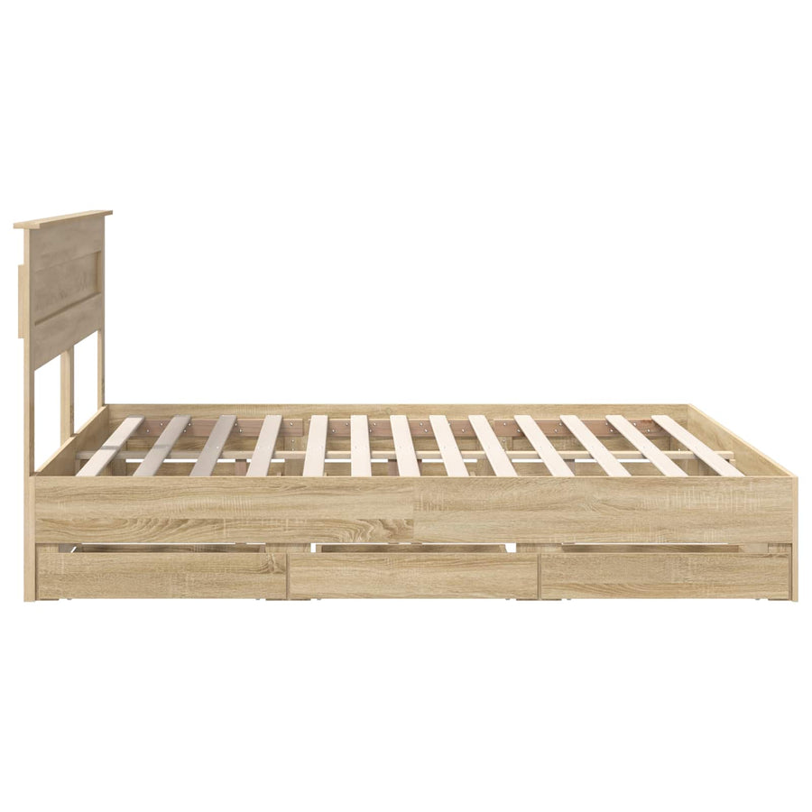 Bedframe met lade Sonoma Eiken 200 x 200 cm Ingenieurshout