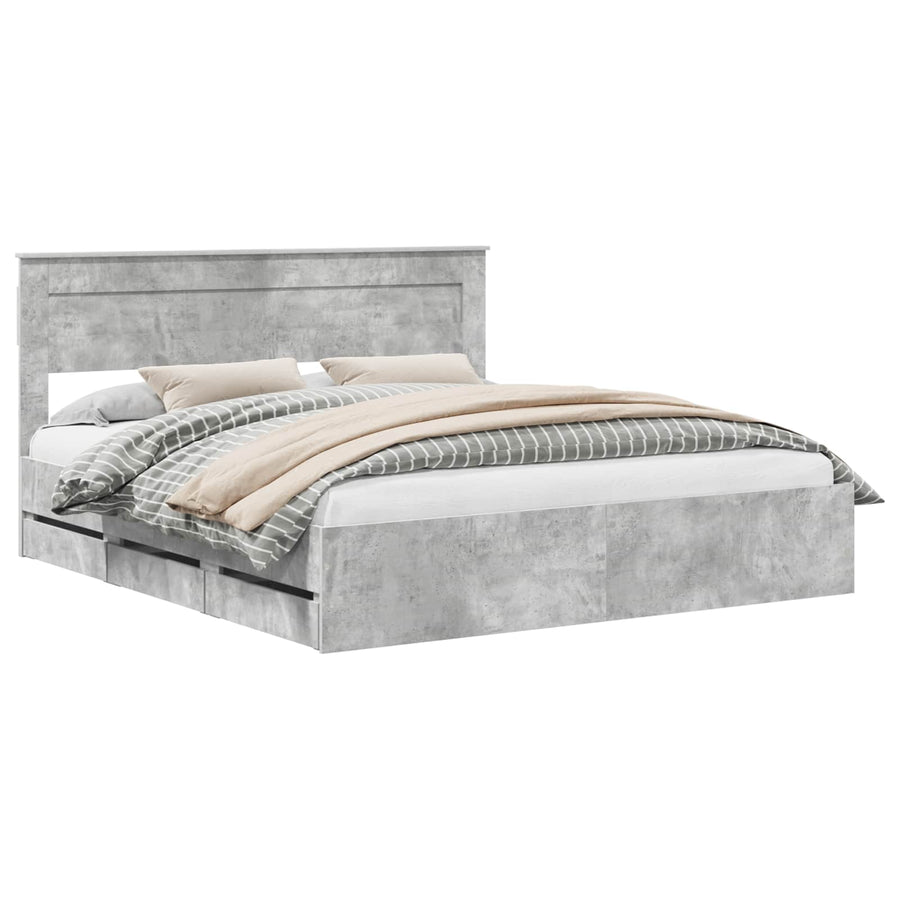 Bedframe met lade Beton Grijs 200 x 200 cm Ingenieurshout