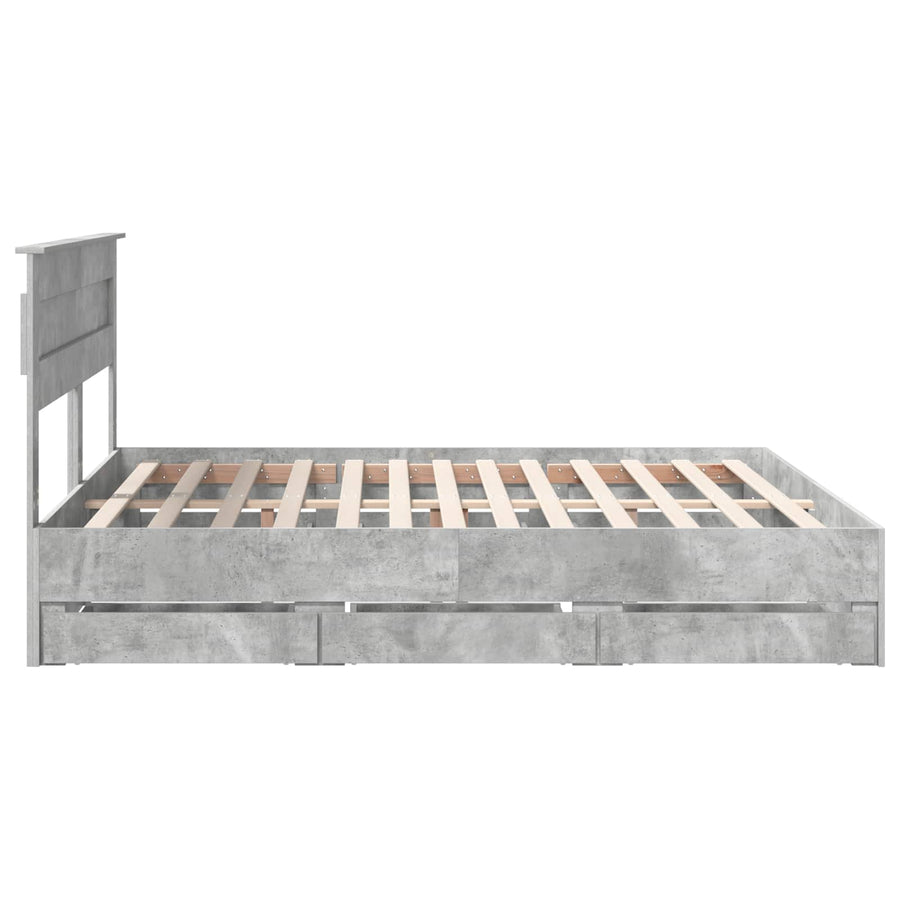 Bedframe met lade Beton Grijs 200 x 200 cm Ingenieurshout