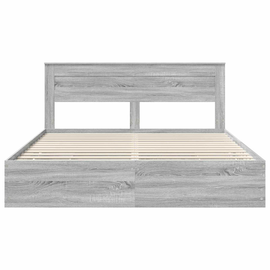Bedframe met lade Grijs Sonoma 200 x 200 cm Ingenieurshout