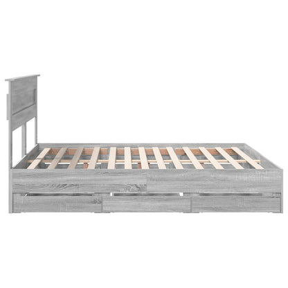 Bedframe met lade Grijs Sonoma 200 x 200 cm Ingenieurshout