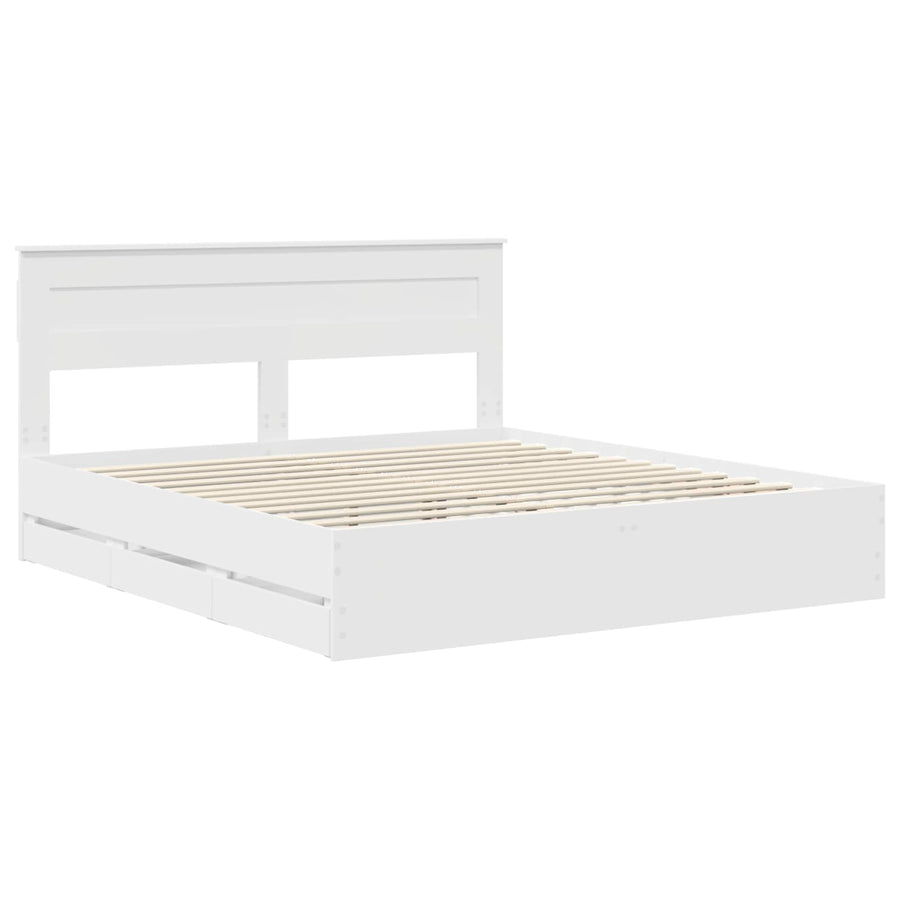 Bedframe met lade met opslag Wit 180 x 200 cm Ingenieurshout