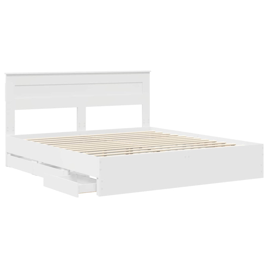 Bedframe met lade met opslag Wit 180 x 200 cm Ingenieurshout