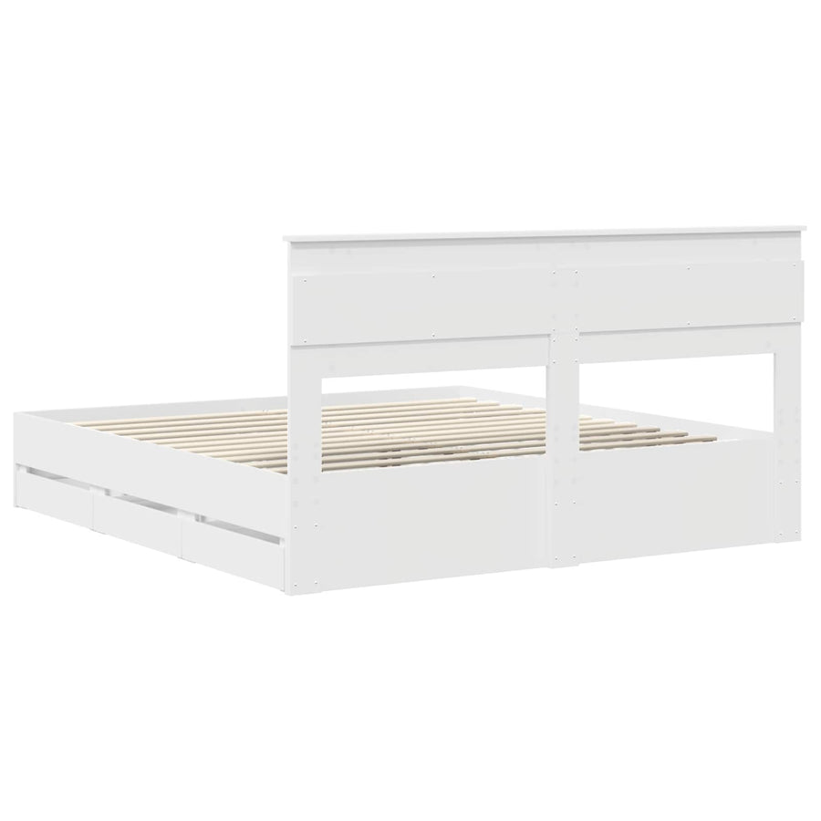 Bedframe met lade met opslag Wit 180 x 200 cm Ingenieurshout