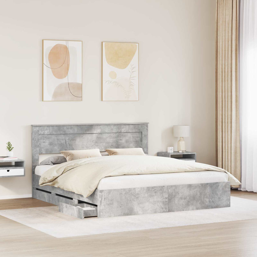 Bedframe met lade Beton Grijs 180 x 200 cm Ingenieurshout