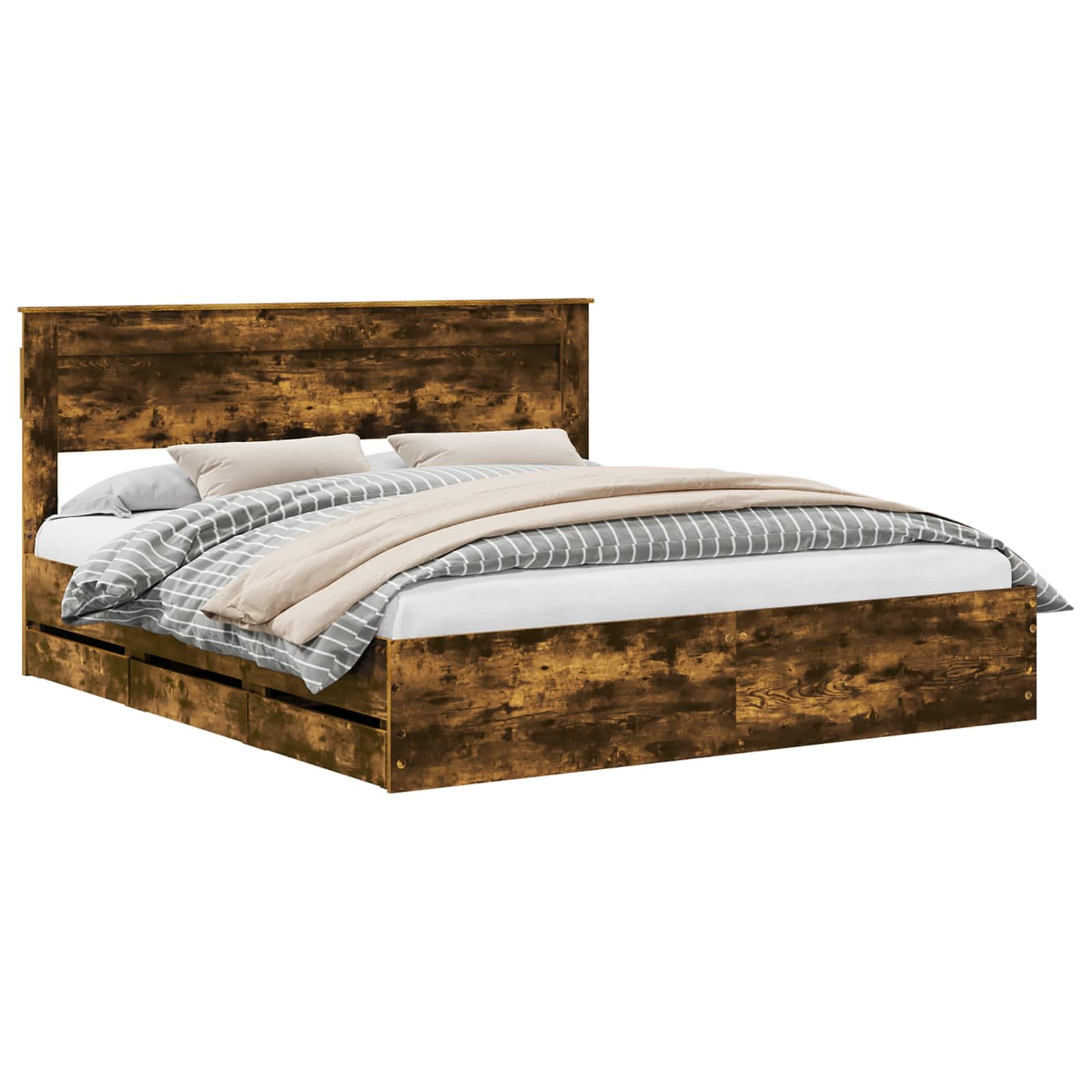 Bedframe met lade Gerookt eiken 180 x 200 cm Ingenieurshout