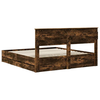 Bedframe met lade Gerookt eiken 180 x 200 cm Ingenieurshout