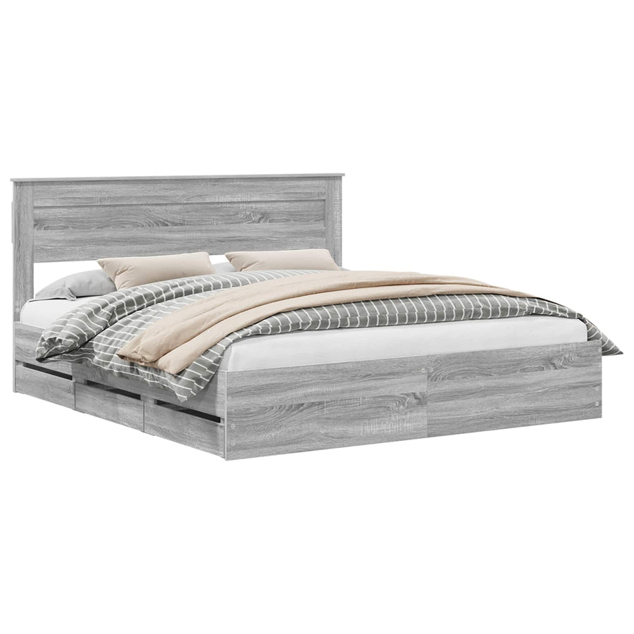 Bedframe met lade Grijs Sonoma 180 x 200 cm Ingenieurshout