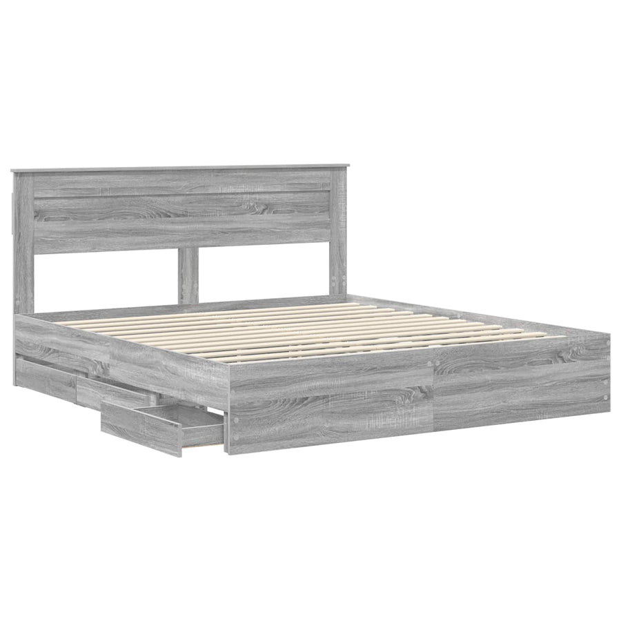Bedframe met lade Grijs Sonoma 180 x 200 cm Ingenieurshout