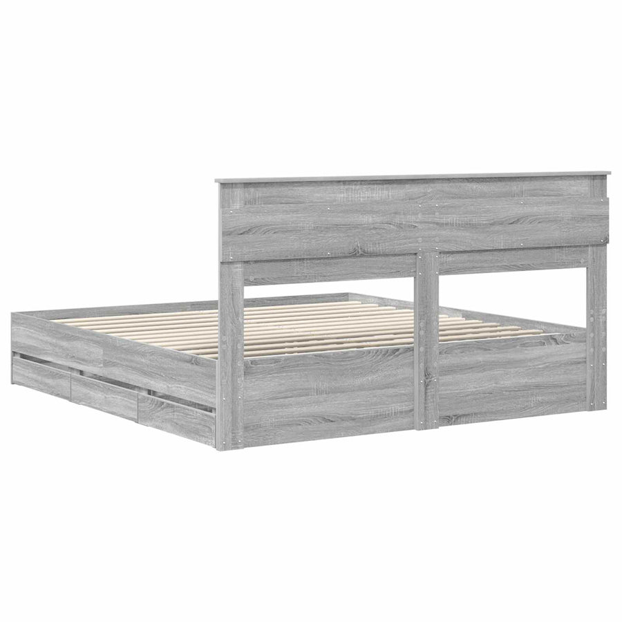Bedframe met lade Grijs Sonoma 180 x 200 cm Ingenieurshout