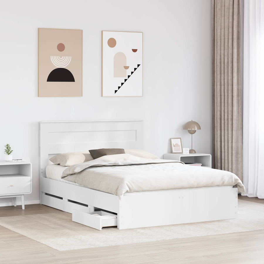 Bedframe met lade met opslag Wit 160 x 200 cm Ingenieurshout