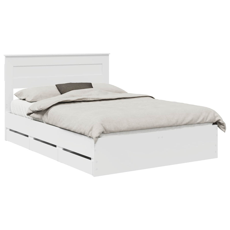 Bedframe met lade met opslag Wit 160 x 200 cm Ingenieurshout