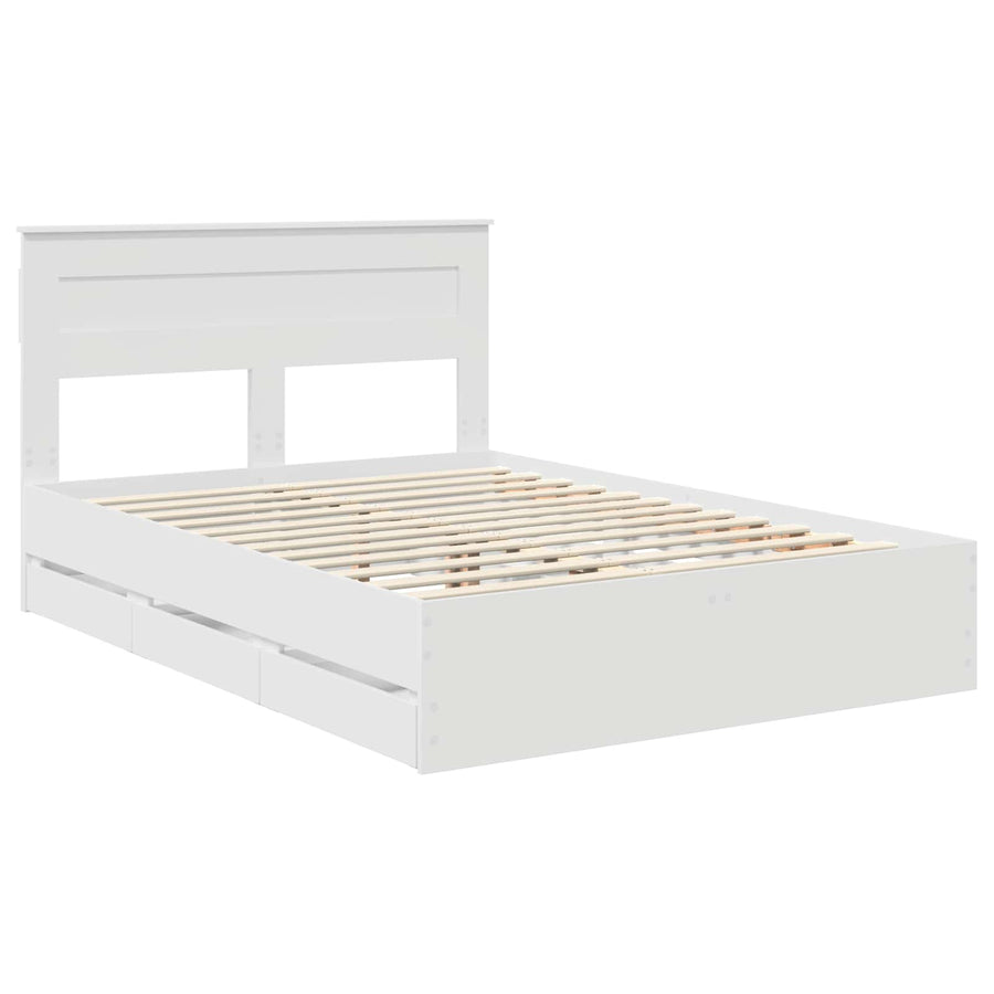 Bedframe met lade met opslag Wit 160 x 200 cm Ingenieurshout