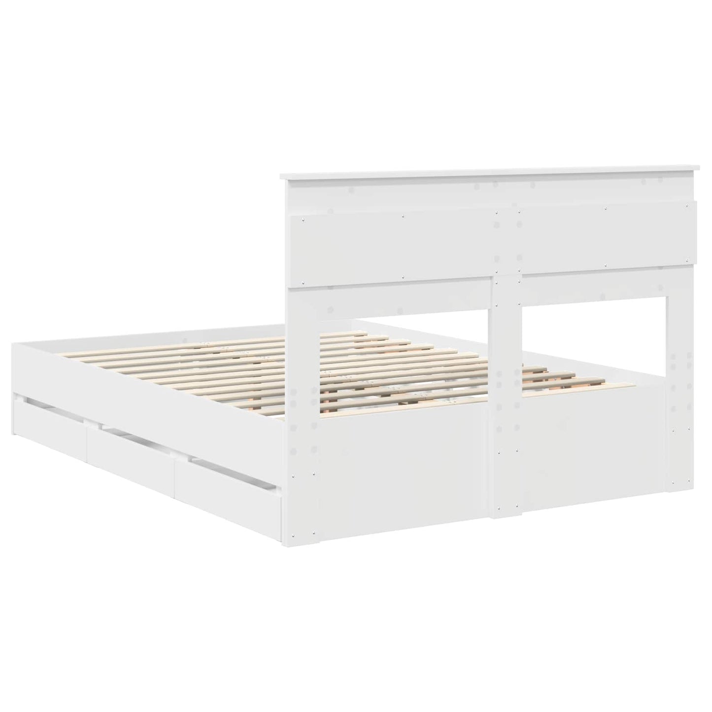 Bedframe met lade met opslag Wit 160 x 200 cm Ingenieurshout