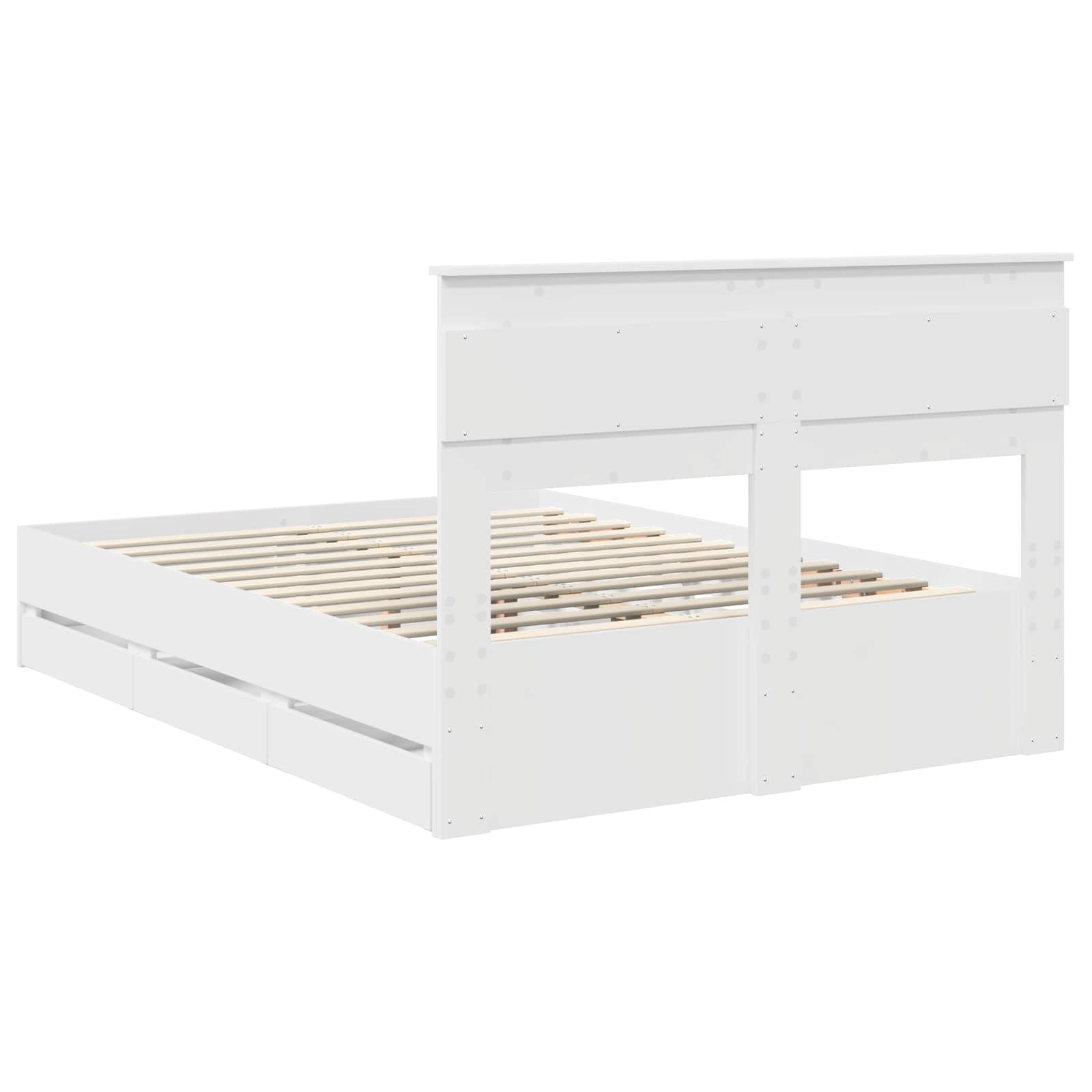 Bedframe met lade met opslag Wit 160 x 200 cm Ingenieurshout