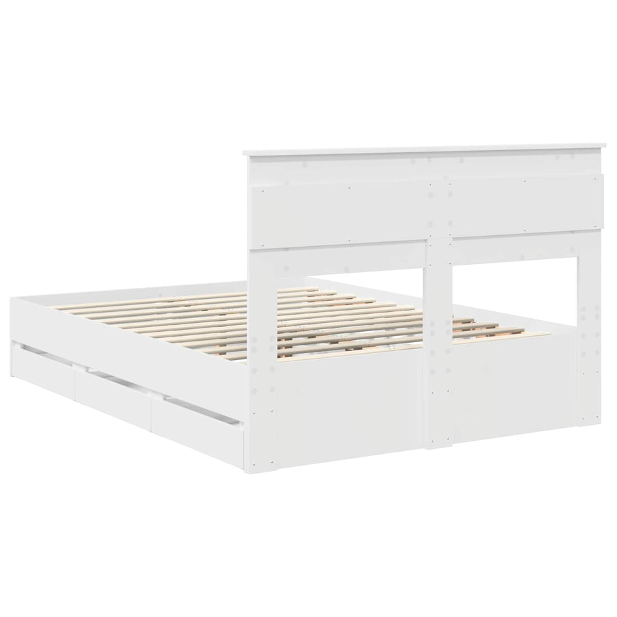 Bedframe met lade met opslag Wit 160 x 200 cm Ingenieurshout