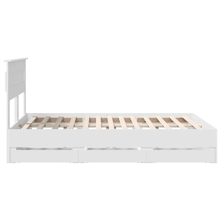 Bedframe met lade met opslag Wit 160 x 200 cm Ingenieurshout