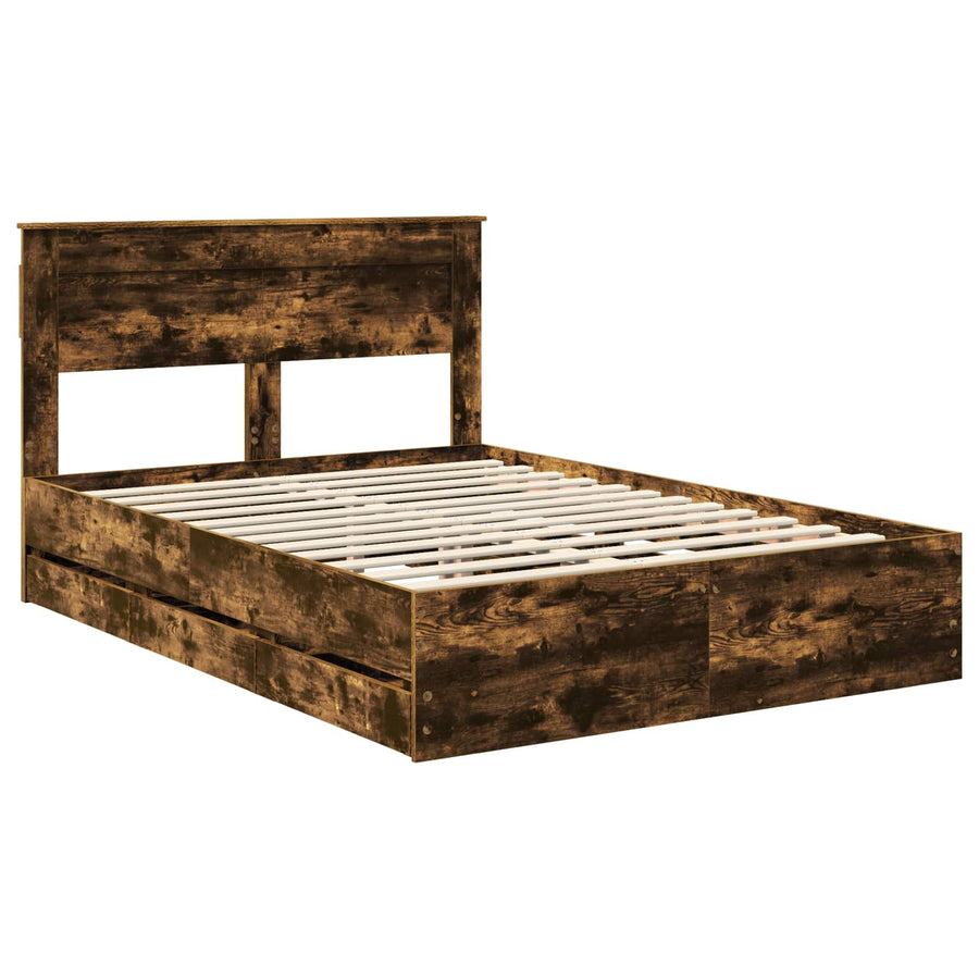 Bedframe met lade Gerookt eiken 160 x 200 cm Ingenieurshout