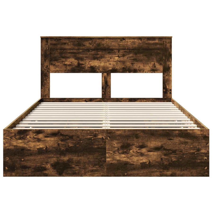 Bedframe met lade Gerookt eiken 160 x 200 cm Ingenieurshout