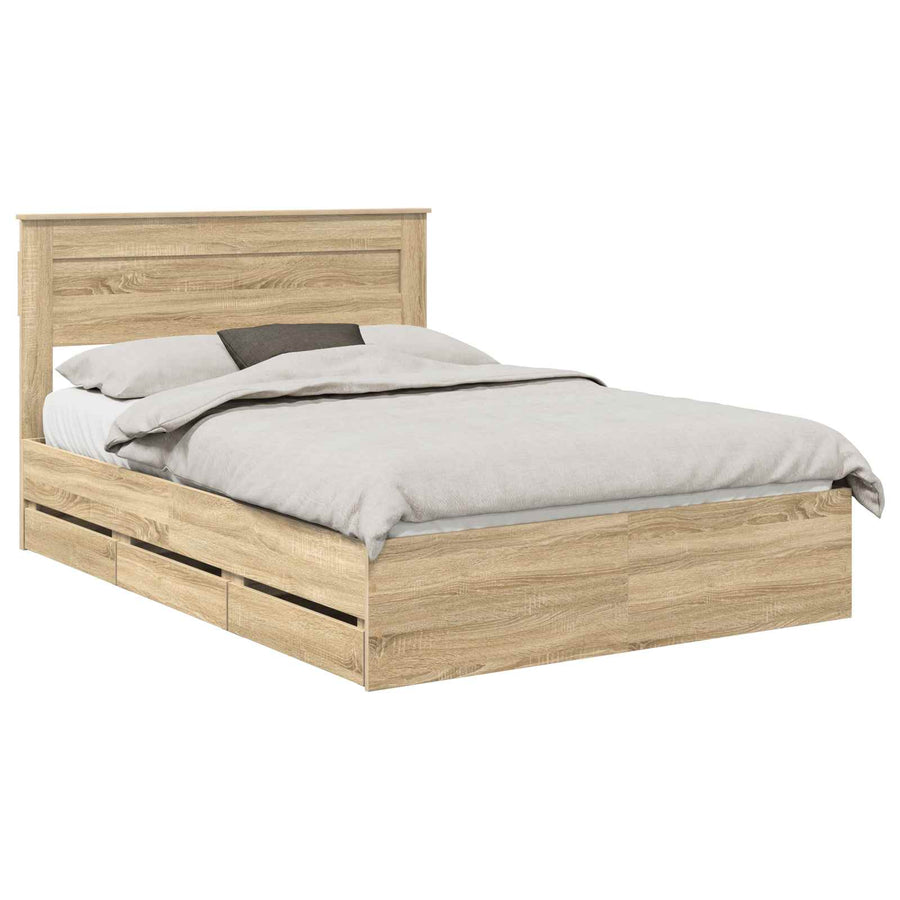Bedframe met lade Sonoma Eiken 150 x 200 cm Ingenieurshout