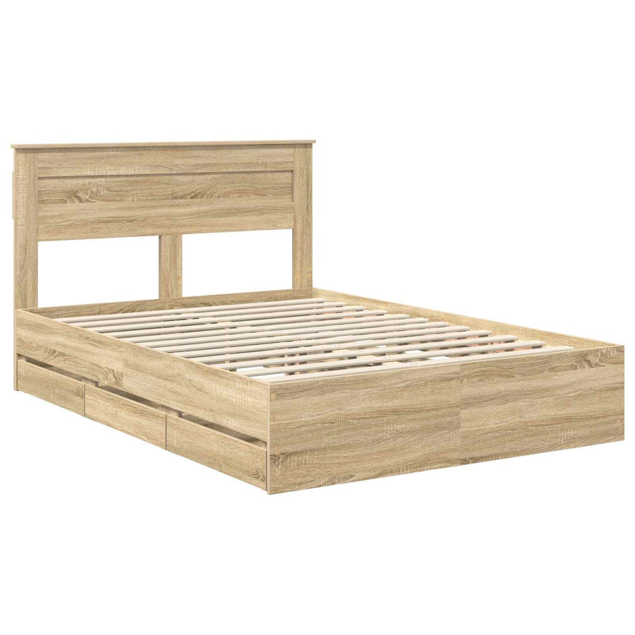 Bedframe met lade Sonoma Eiken 150 x 200 cm Ingenieurshout