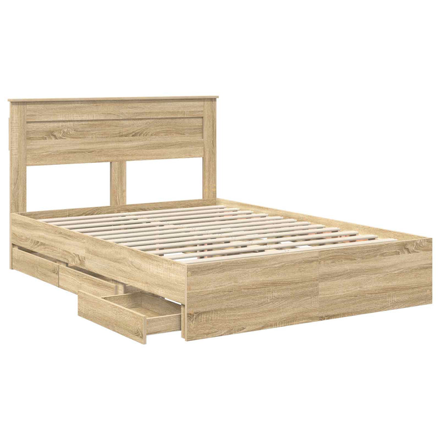 Bedframe met lade Sonoma Eiken 150 x 200 cm Ingenieurshout