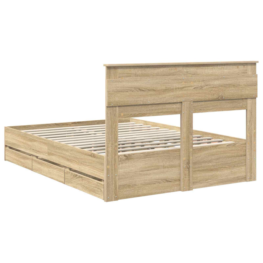 Bedframe met lade Sonoma Eiken 150 x 200 cm Ingenieurshout