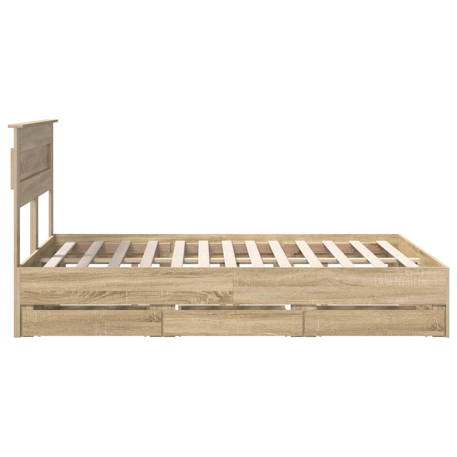 Bedframe met lade Sonoma Eiken 150 x 200 cm Ingenieurshout