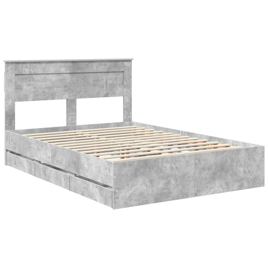 Bedframe met lade Beton Grijs 150 x 200 cm Ingenieurshout