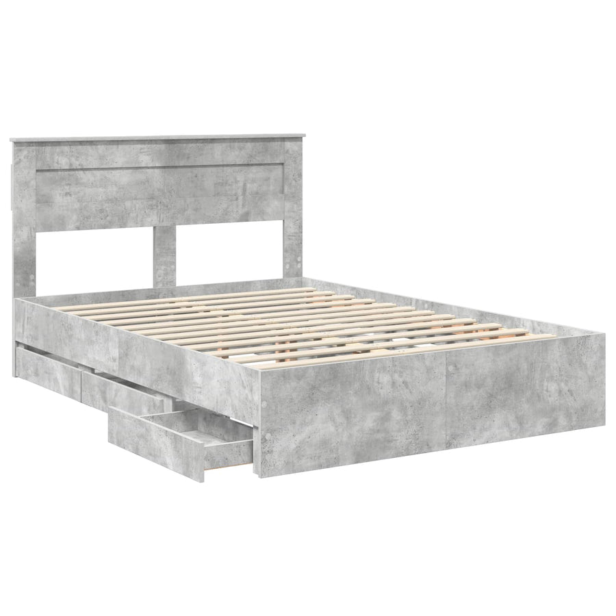 Bedframe met lade Beton Grijs 150 x 200 cm Ingenieurshout