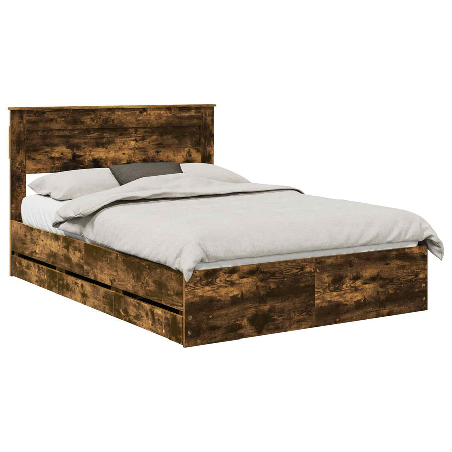 Bedframe met lade Gerookt eiken 150 x 200 cm Ingenieurshout