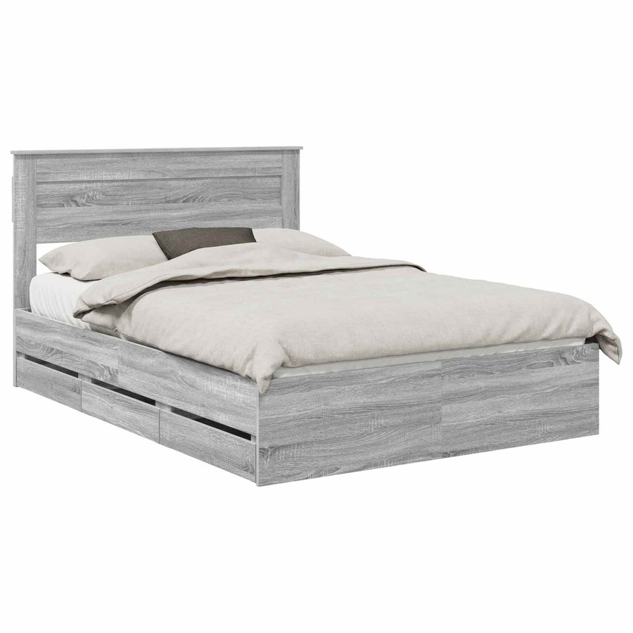 Bedframe met lade Grijs Sonoma 150 x 200 cm Ingenieurshout