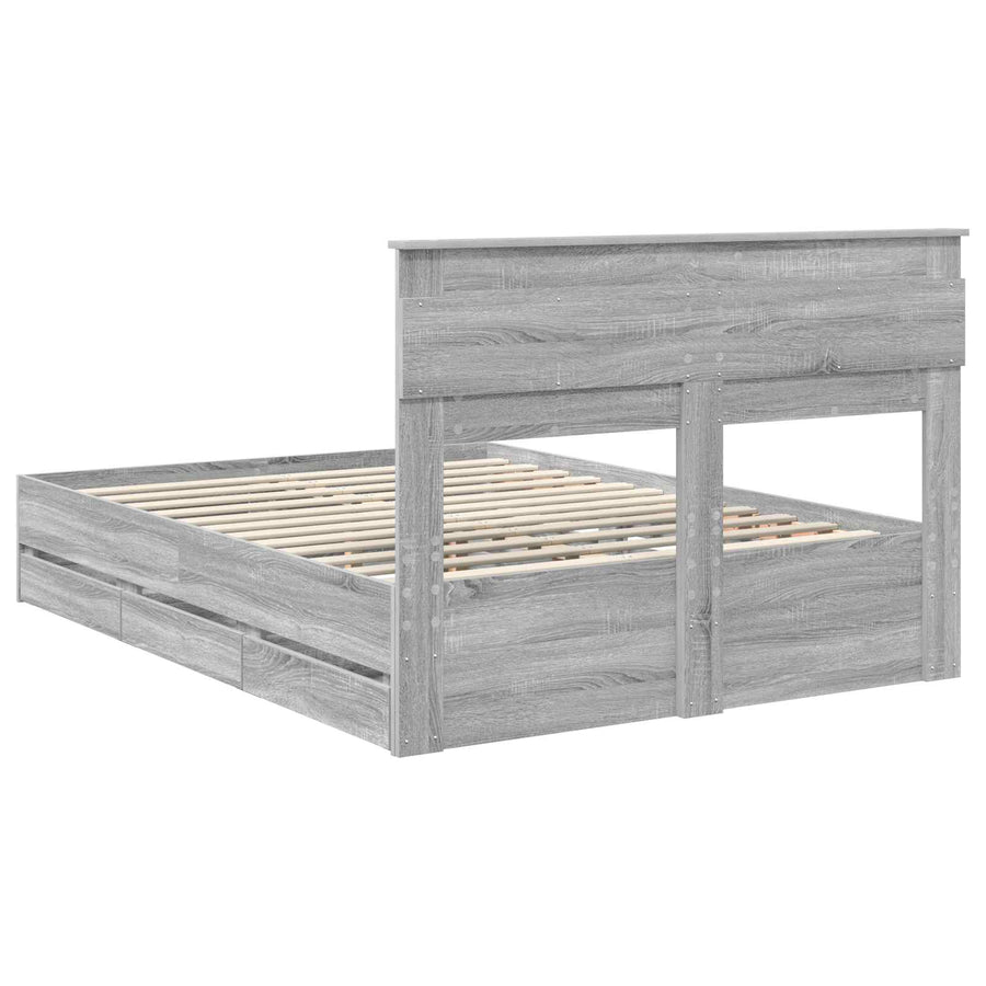 Bedframe met lade Grijs Sonoma 150 x 200 cm Ingenieurshout