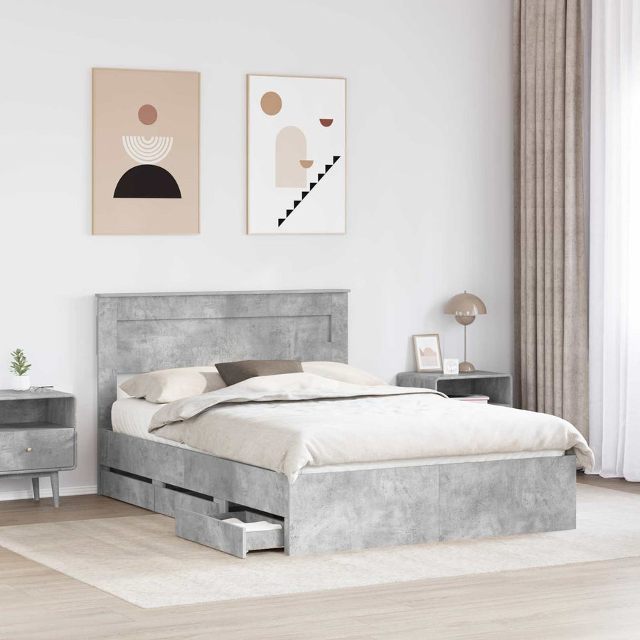 Bedframe met lade Beton Grijs 140 x 190 cm Ingenieurshout