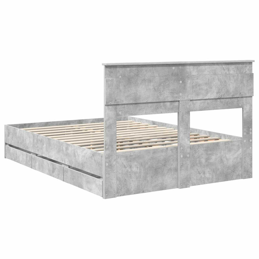 Bedframe met lade Beton Grijs 140 x 190 cm Ingenieurshout