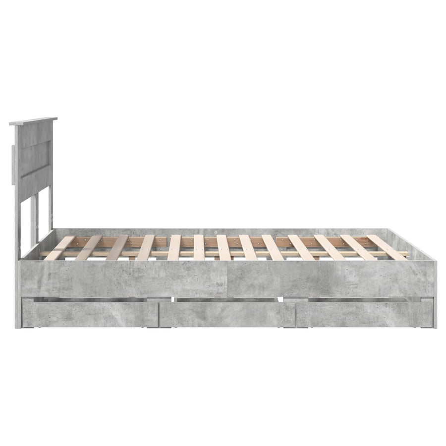 Bedframe met lade Beton Grijs 140 x 190 cm Ingenieurshout