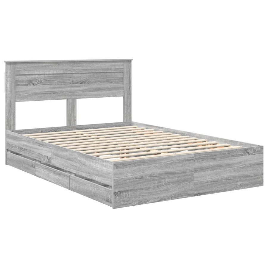 Bedframe met lade Grijs Sonoma 140 x 200 cm Ingenieurshout