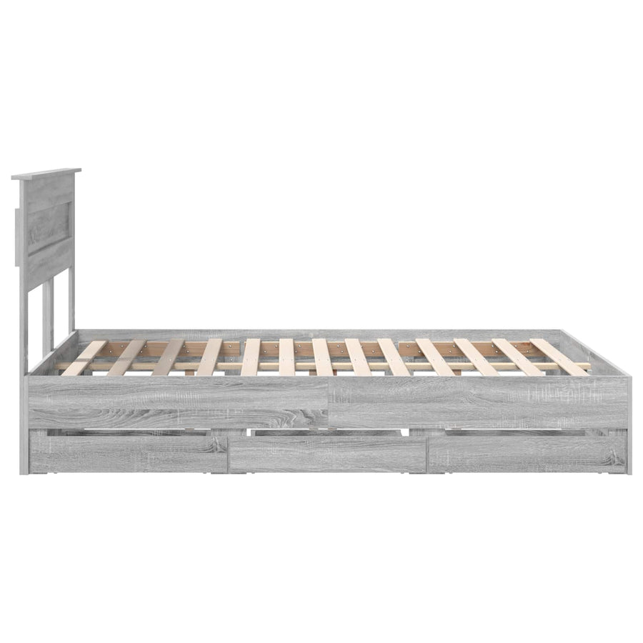 Bedframe met lade Grijs Sonoma 140 x 200 cm Ingenieurshout