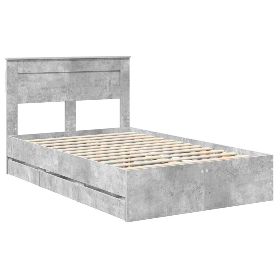 Bedframe met lade Beton Grijs 135 x 190 cm Ingenieurshout