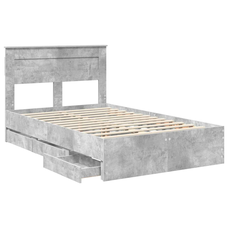 Bedframe met lade Beton Grijs 135 x 190 cm Ingenieurshout