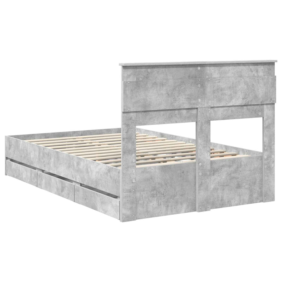 Bedframe met lade Beton Grijs 135 x 190 cm Ingenieurshout