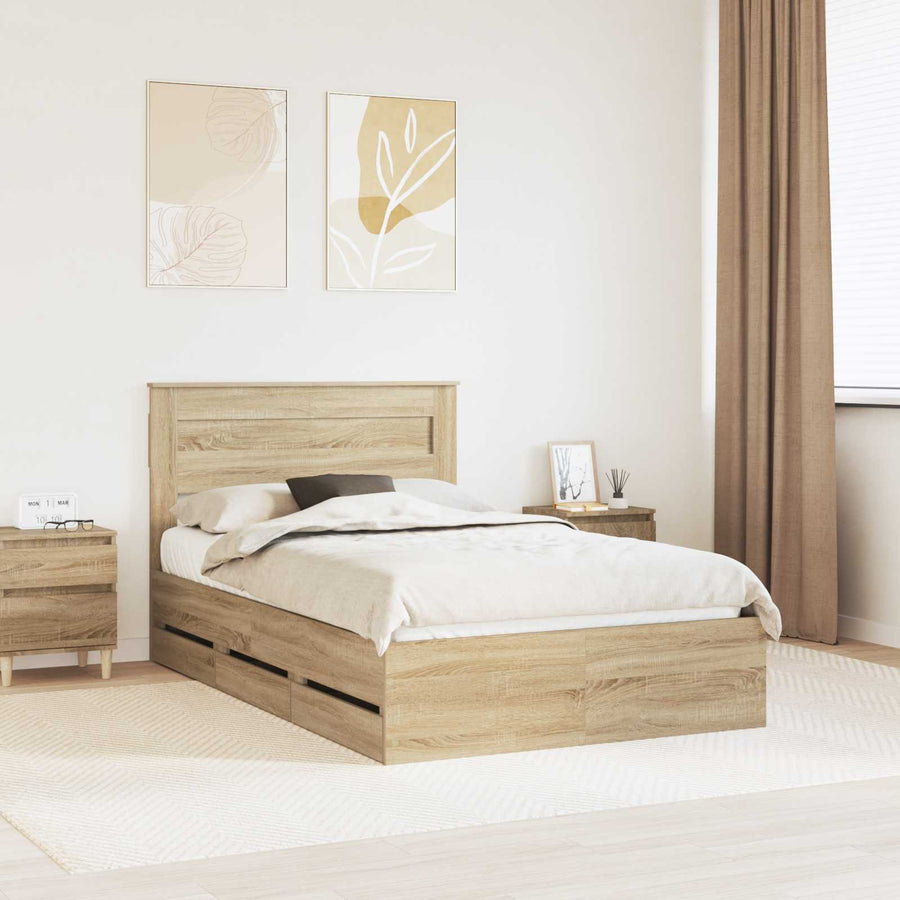 Bedframe met lade Sonoma Eiken 120 x 190 cm Ingenieurshout