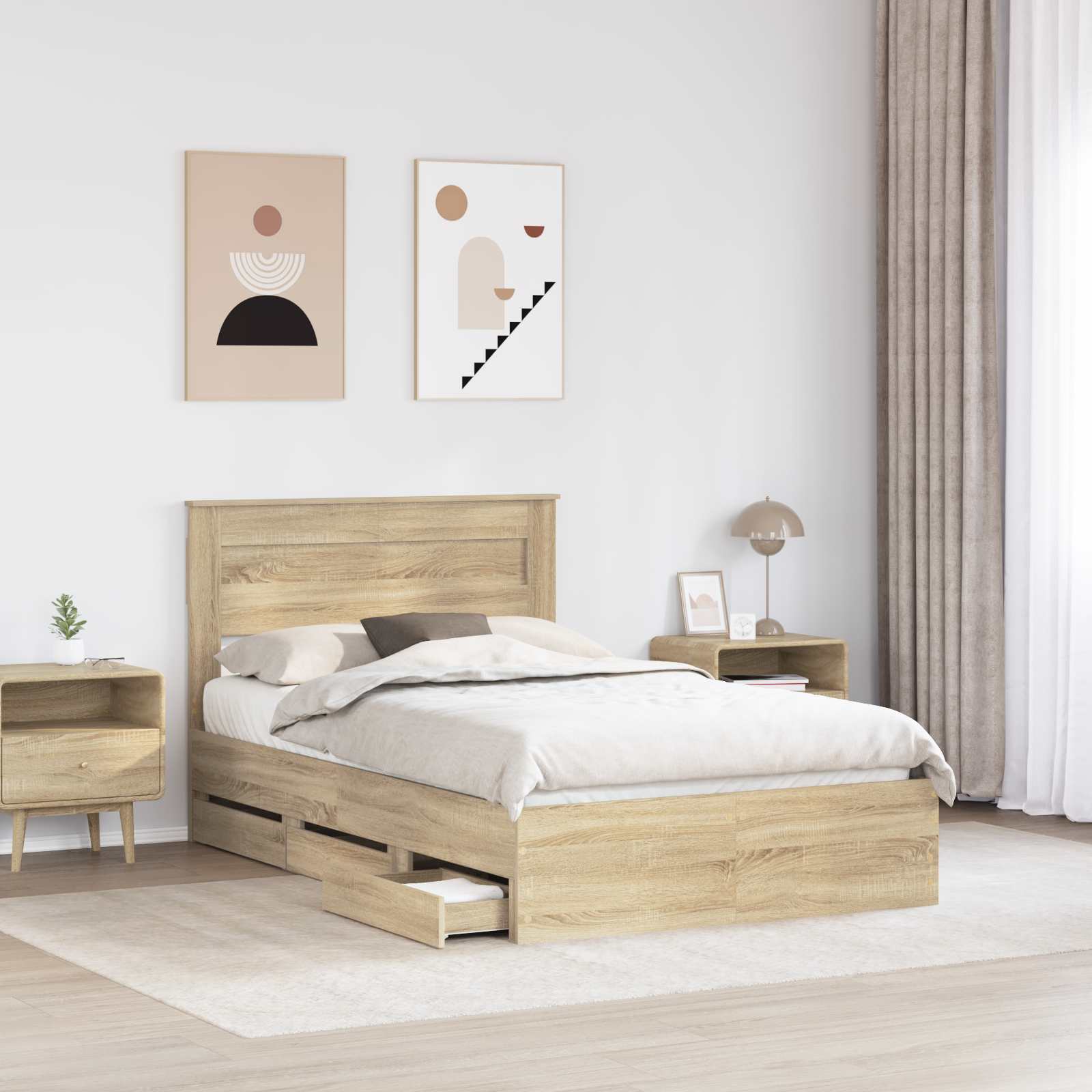 Bedframe met lade Sonoma Eiken 120 x 190 cm Ingenieurshout