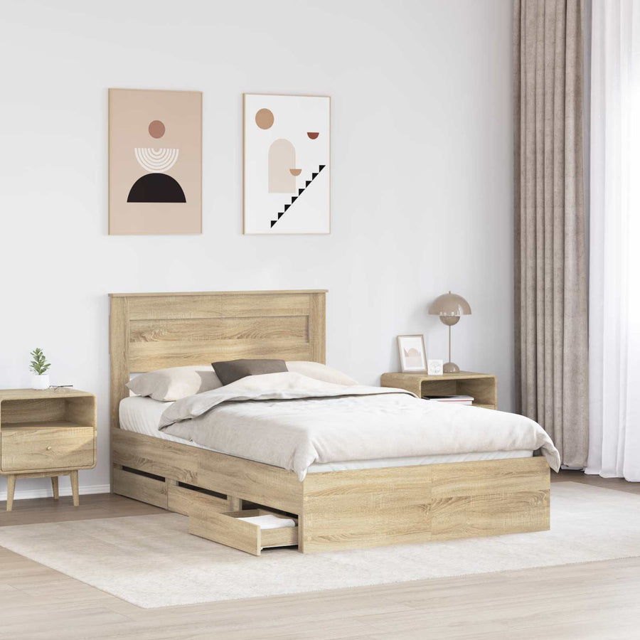 Bedframe met lade Sonoma Eiken 120 x 190 cm Ingenieurshout