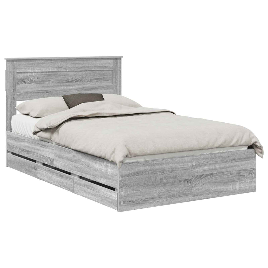 Bedframe met lade Grijs Sonoma 120 x 190 cm Ingenieurshout