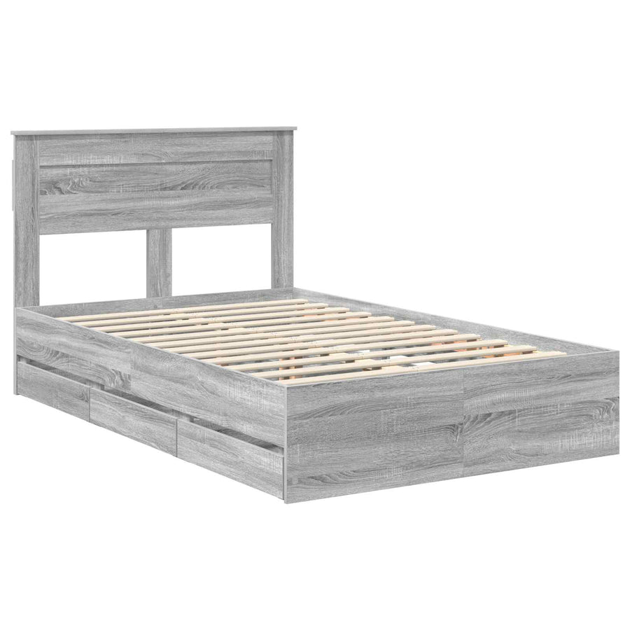 Bedframe met lade Grijs Sonoma 120 x 190 cm Ingenieurshout