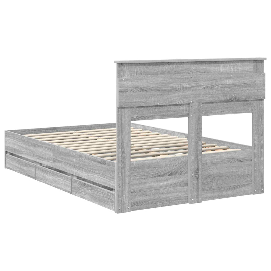 Bedframe met lade Grijs Sonoma 120 x 190 cm Ingenieurshout