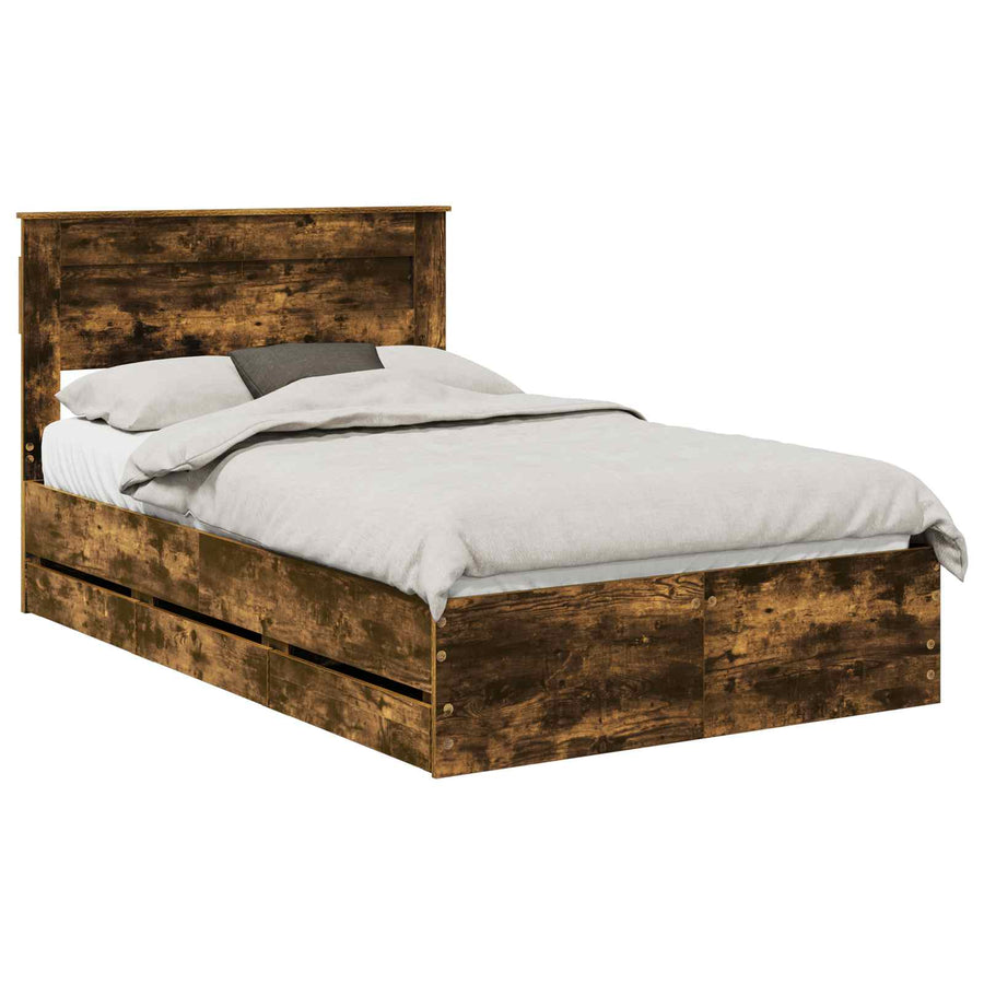 Bedframe met lade Gerookt eiken 120 x 200 cm Ingenieurshout